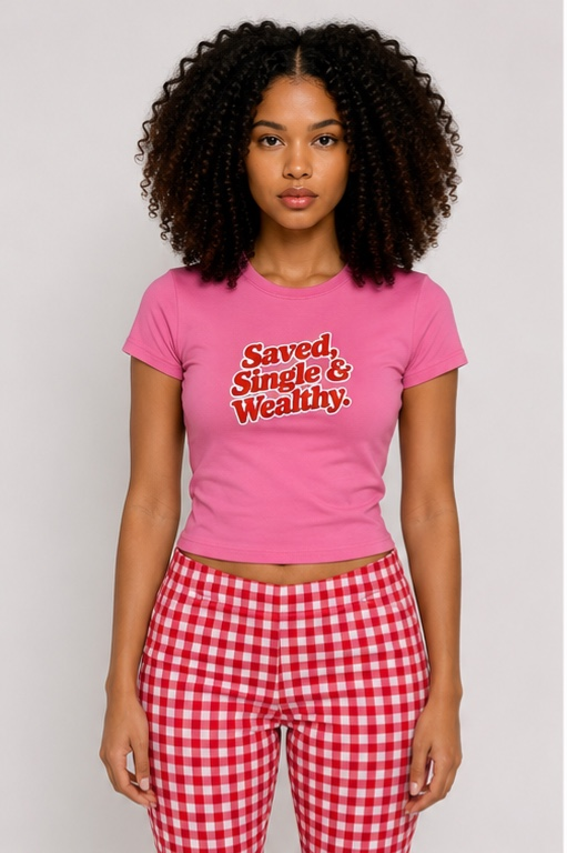Pink Saved, Single & Wealthy Tee
